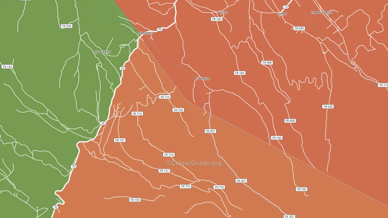 El Valle, NM Map of Theft Rates