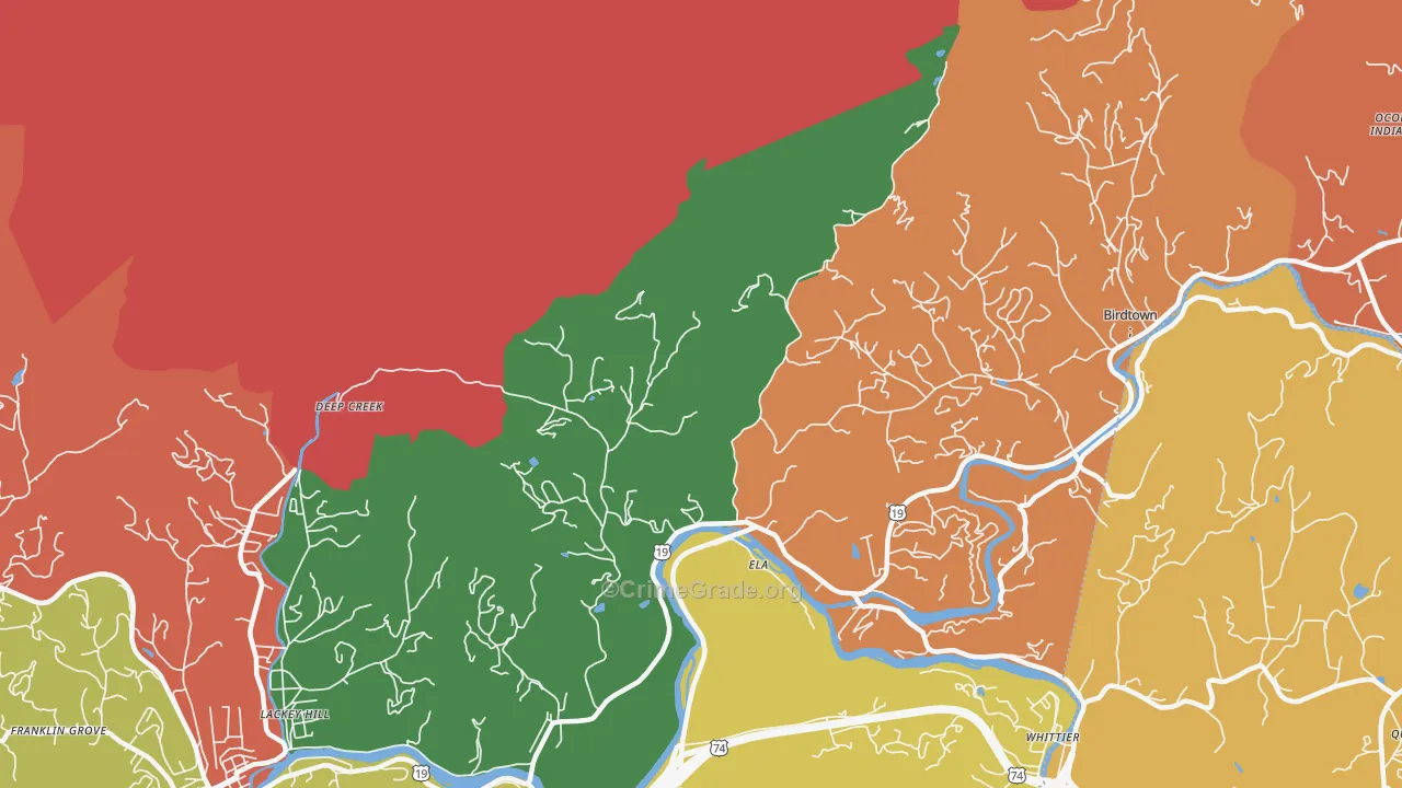 Ela, NC Map of Theft Rates