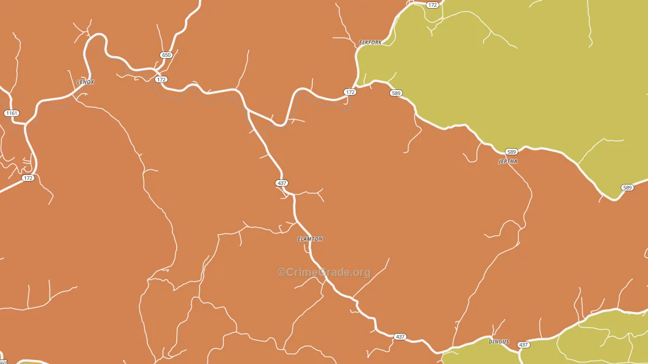 Elamton, KY Map of Theft Rates