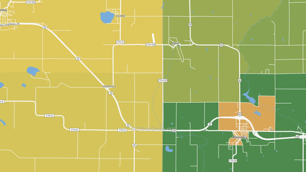 Eland, WI Map of Theft Rates