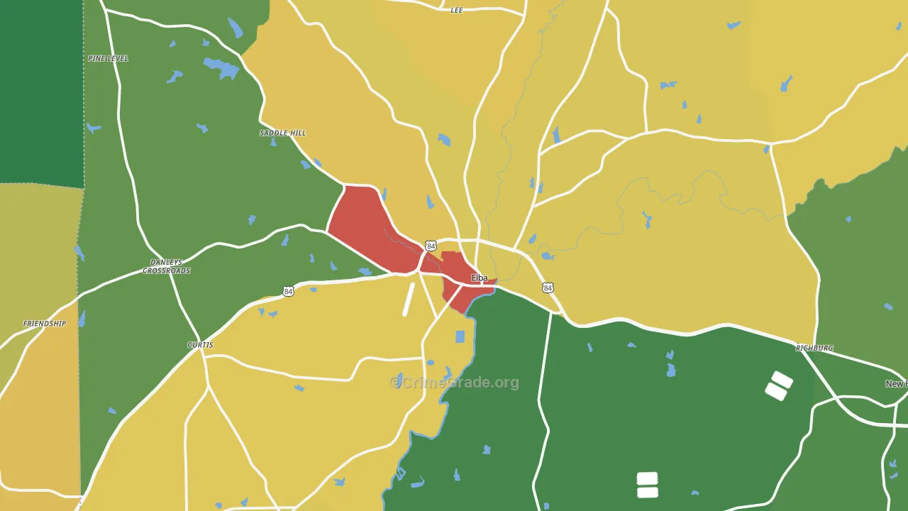Elba, AL Map of Theft Rates