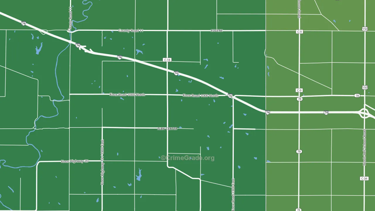 Elba Center, IL Map of Theft Rates