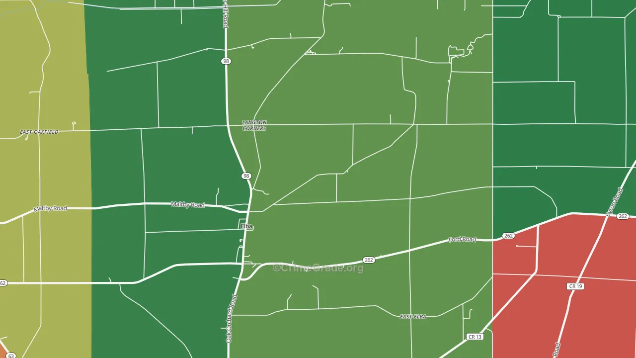 Elba, NY Map of Theft Rates