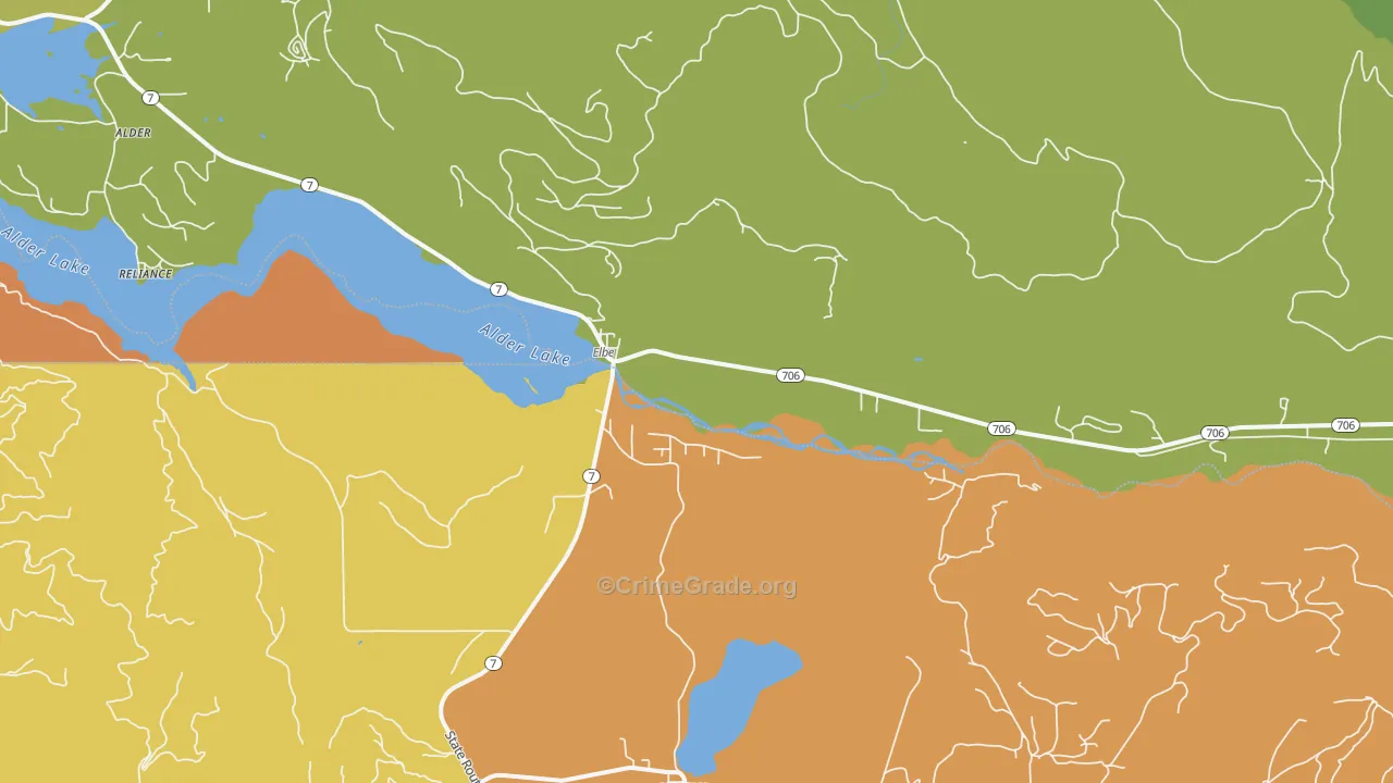 Elbe, WA Map of Theft Rates