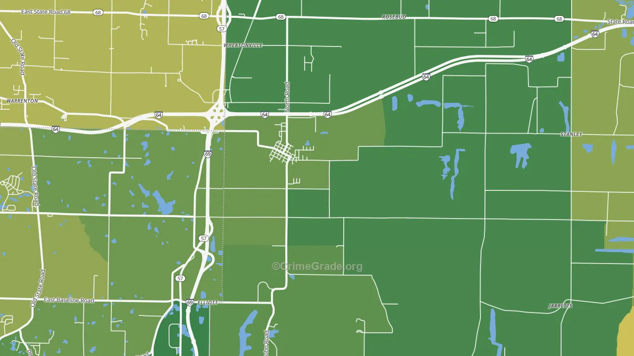 Elberfeld, IN Map of Theft Rates