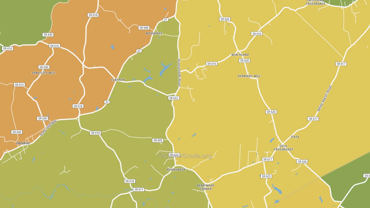 Elberon, VA Map of Theft Rates