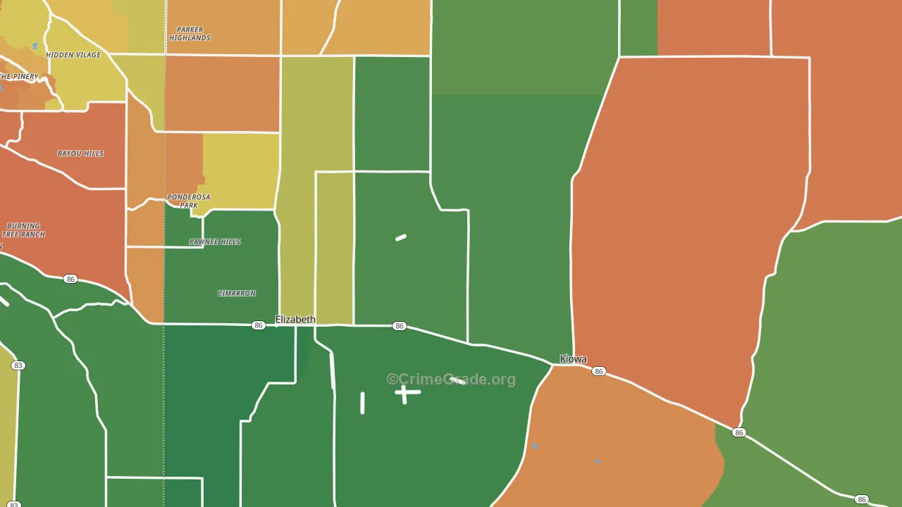 Elbert County, CO Map of Theft Rates
