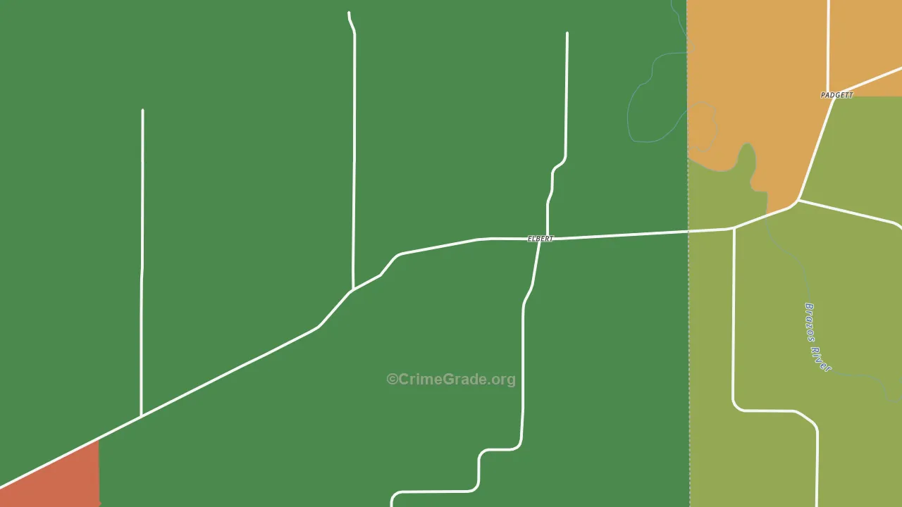 Elbert, TX Map of Theft Rates