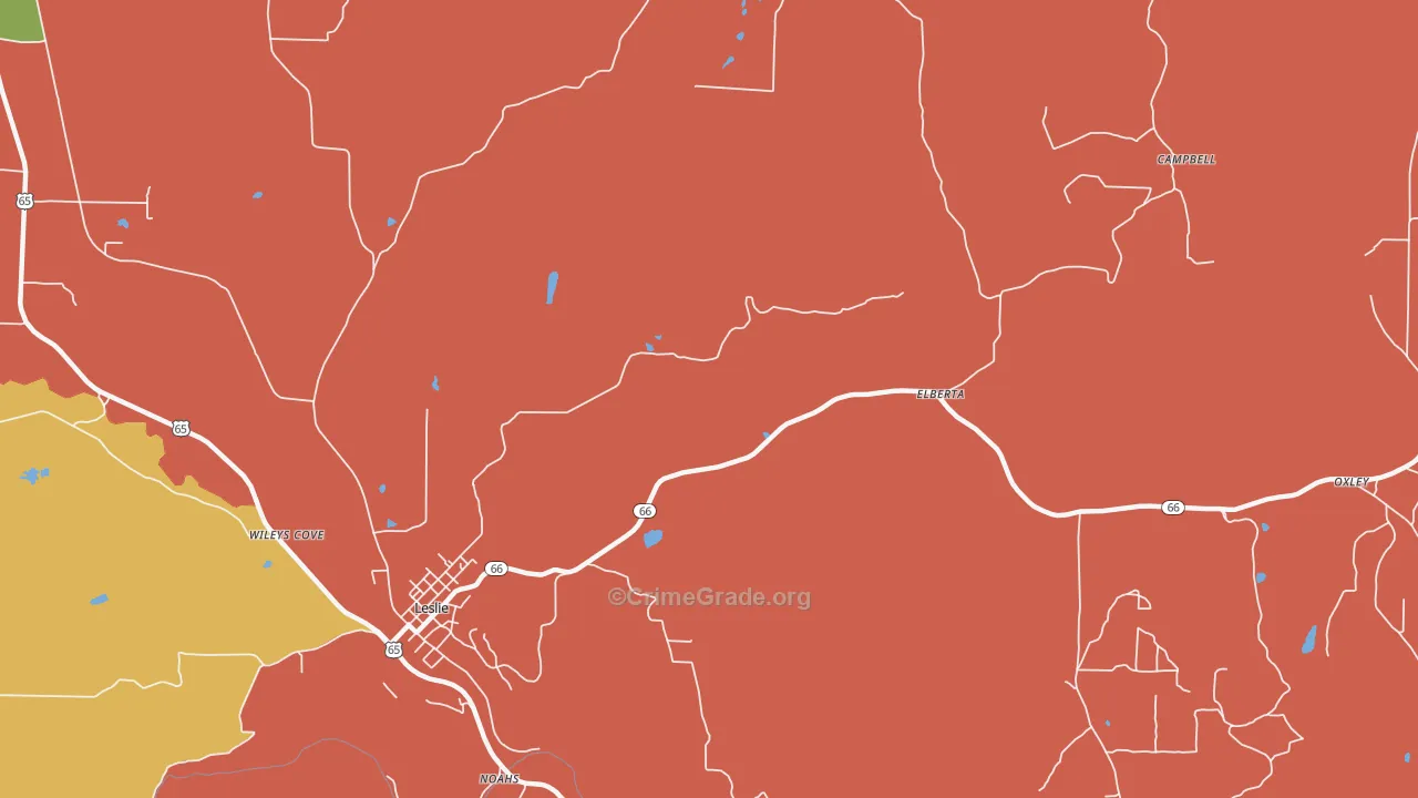 Elberta, AR Map of Theft Rates