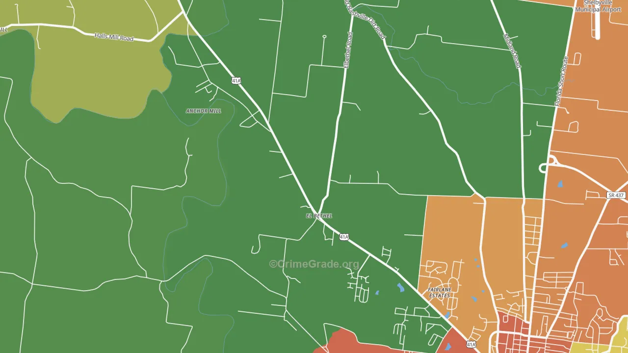 Elbethel, TN Map of Theft Rates