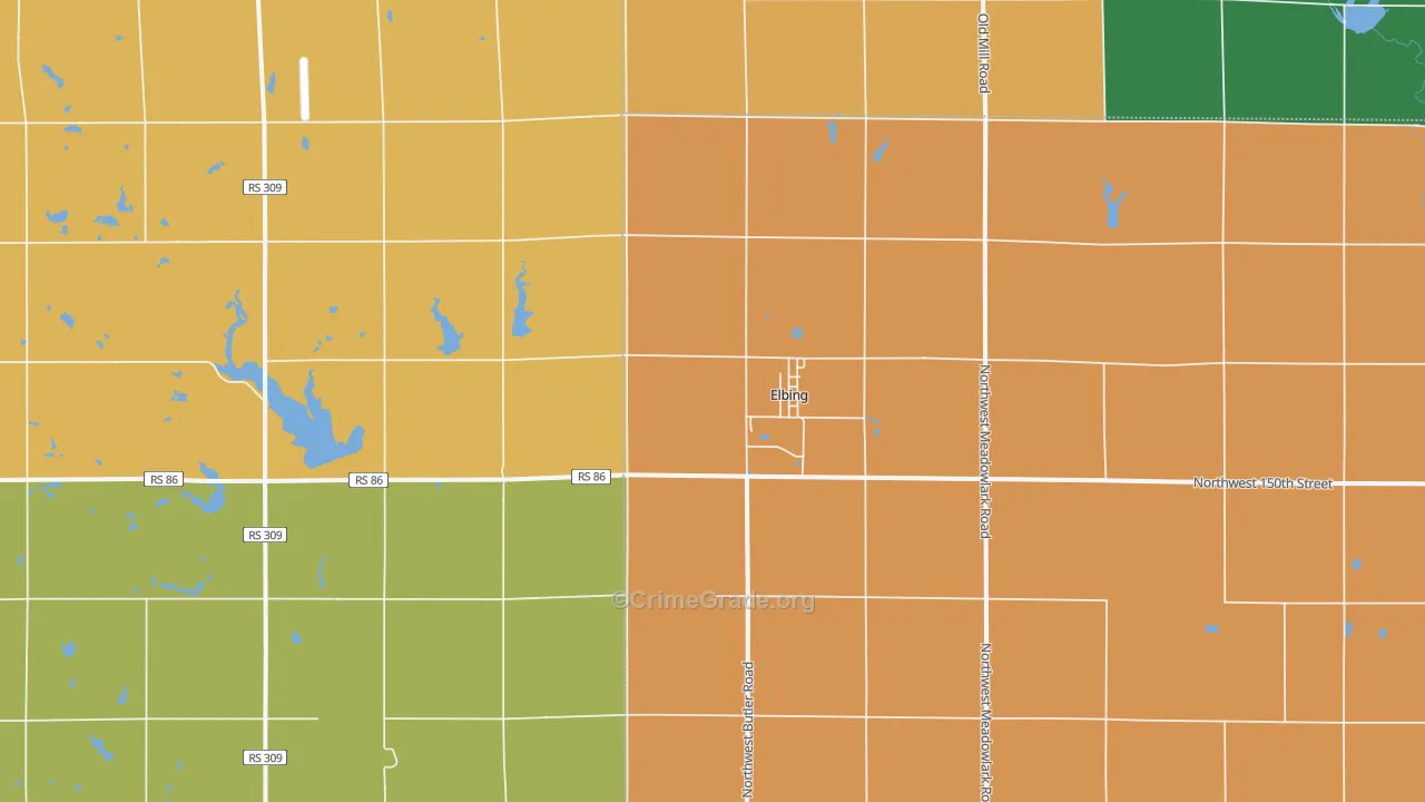 Elbing, KS Map of Theft Rates