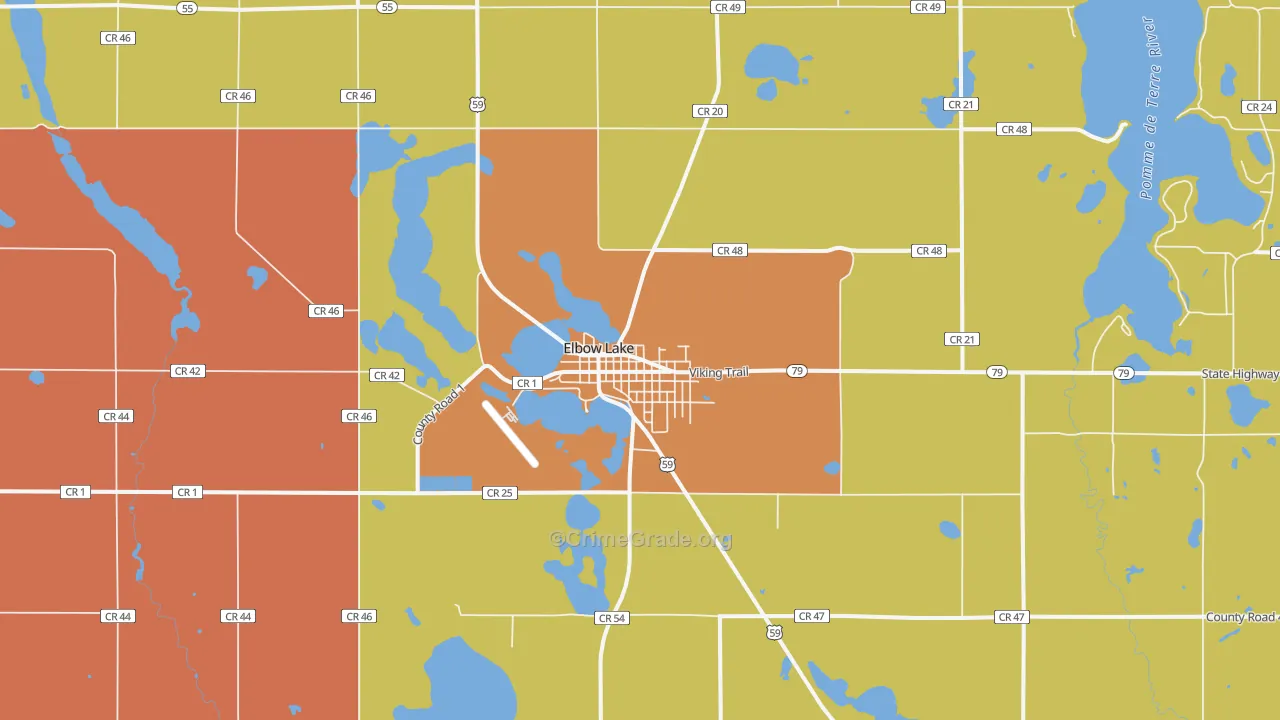 Elbow Lake, MN Map of Theft Rates