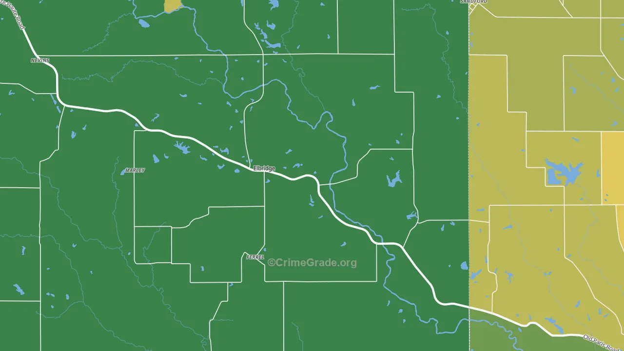 Elbridge, IL Map of Theft Rates