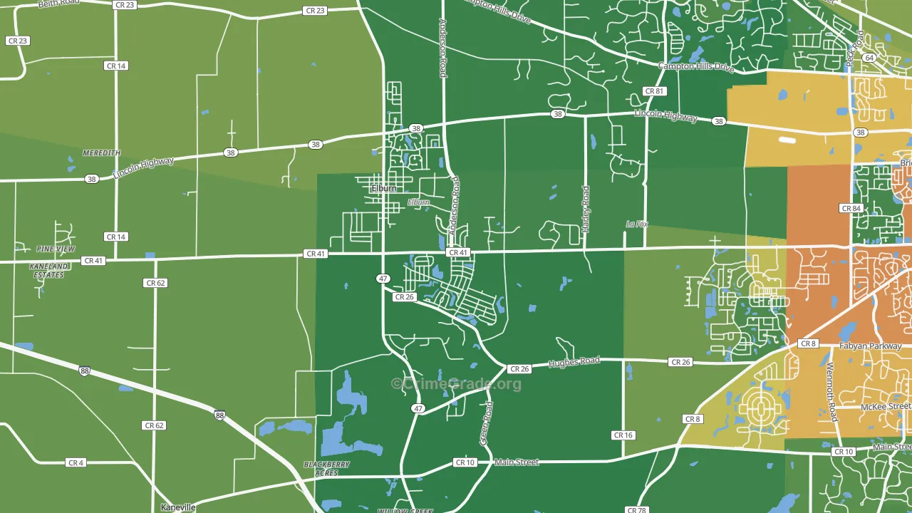 Elburn, IL Map of Theft Rates