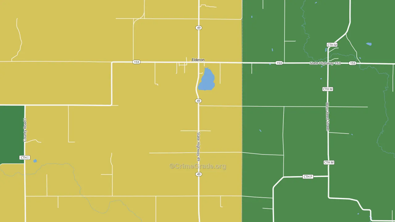 Elderon, WI Map of Theft Rates