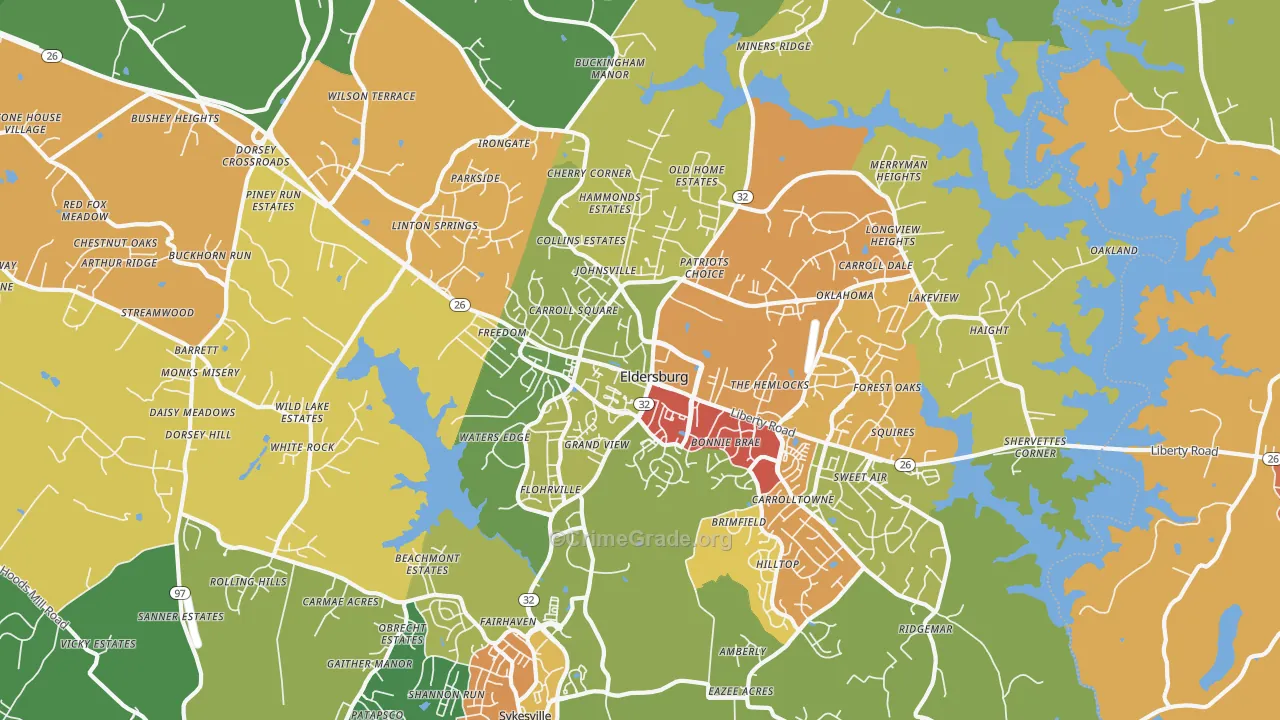 Eldersburg, MD Map of Theft Rates