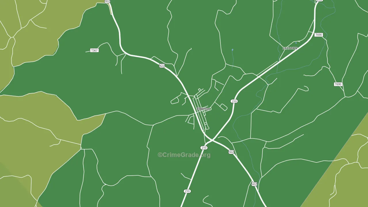 Elderton, PA Map of Theft Rates