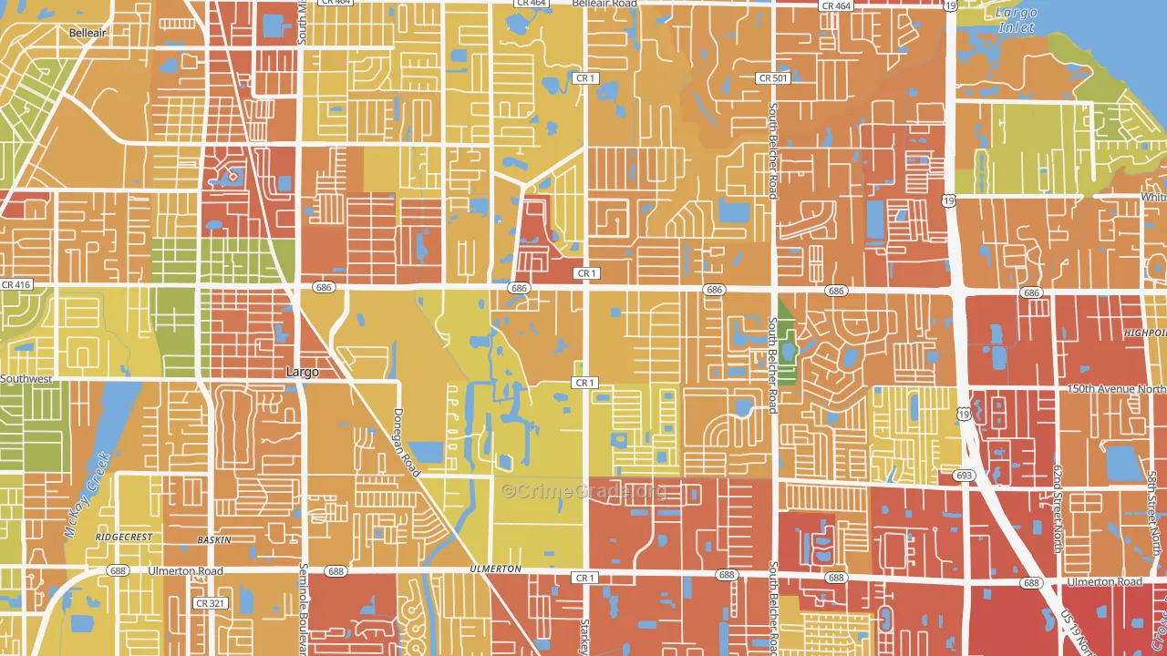 Eldorado Village, Largo, FL Map of Theft Rates