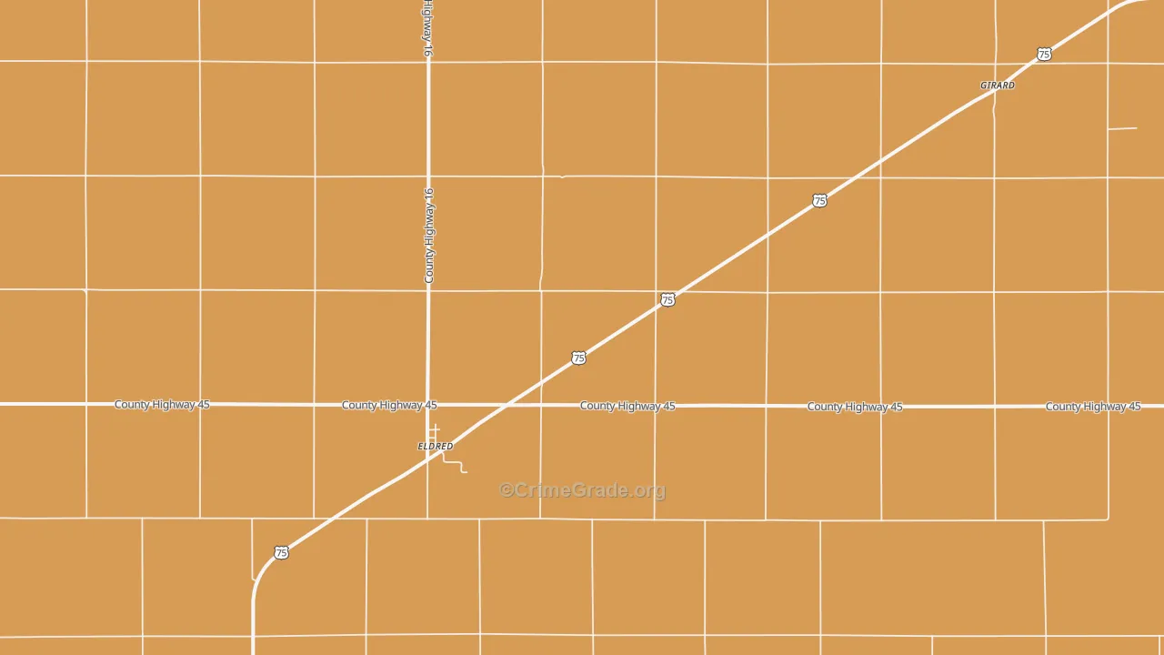 Eldred, MN Map of Theft Rates