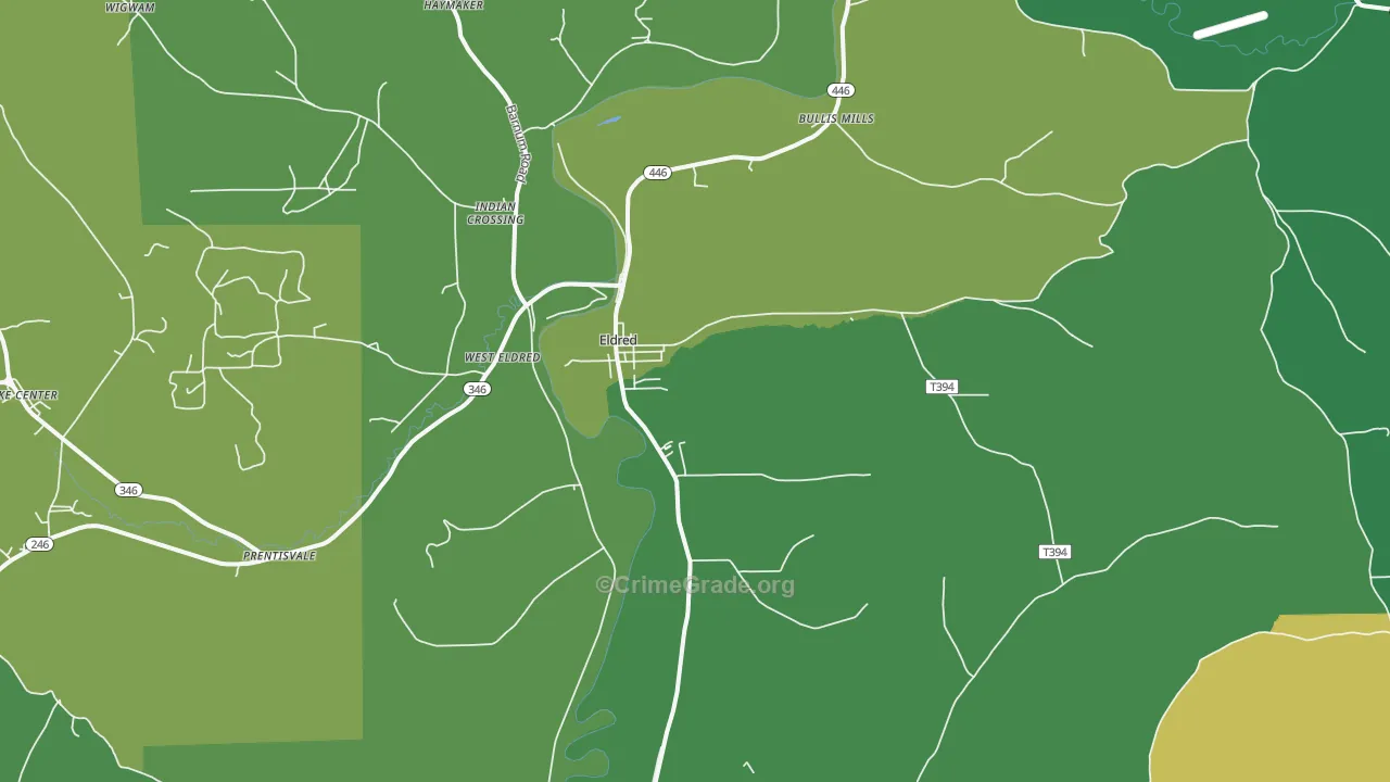Eldred, PA Map of Theft Rates