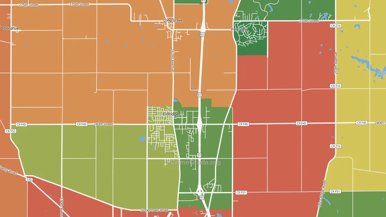 Eldridge, IA Map of Theft Rates