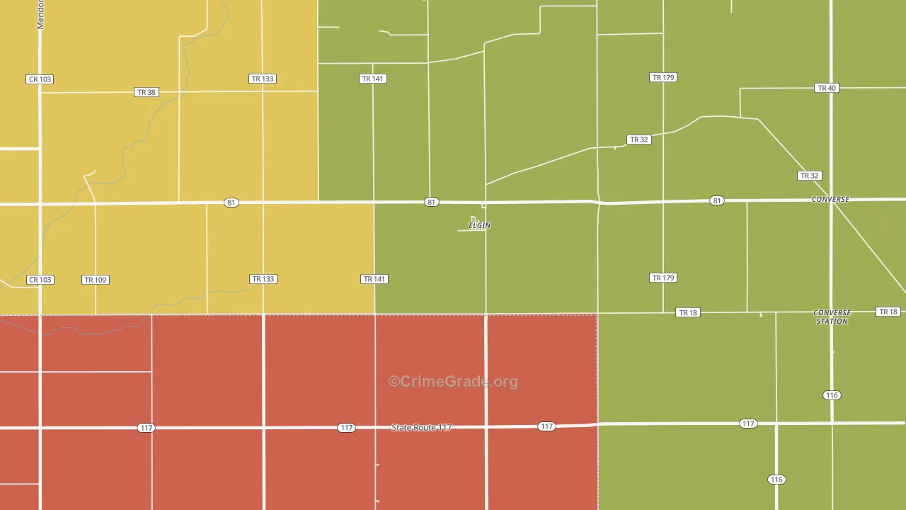 Elgin, OH Map of Theft Rates