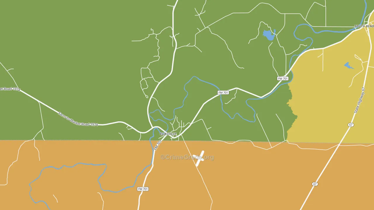 Eliasville, TX Map of Theft Rates