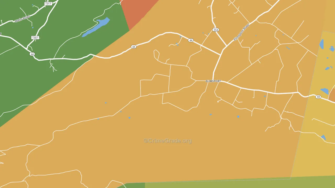 Elimsport, PA Map of Theft Rates