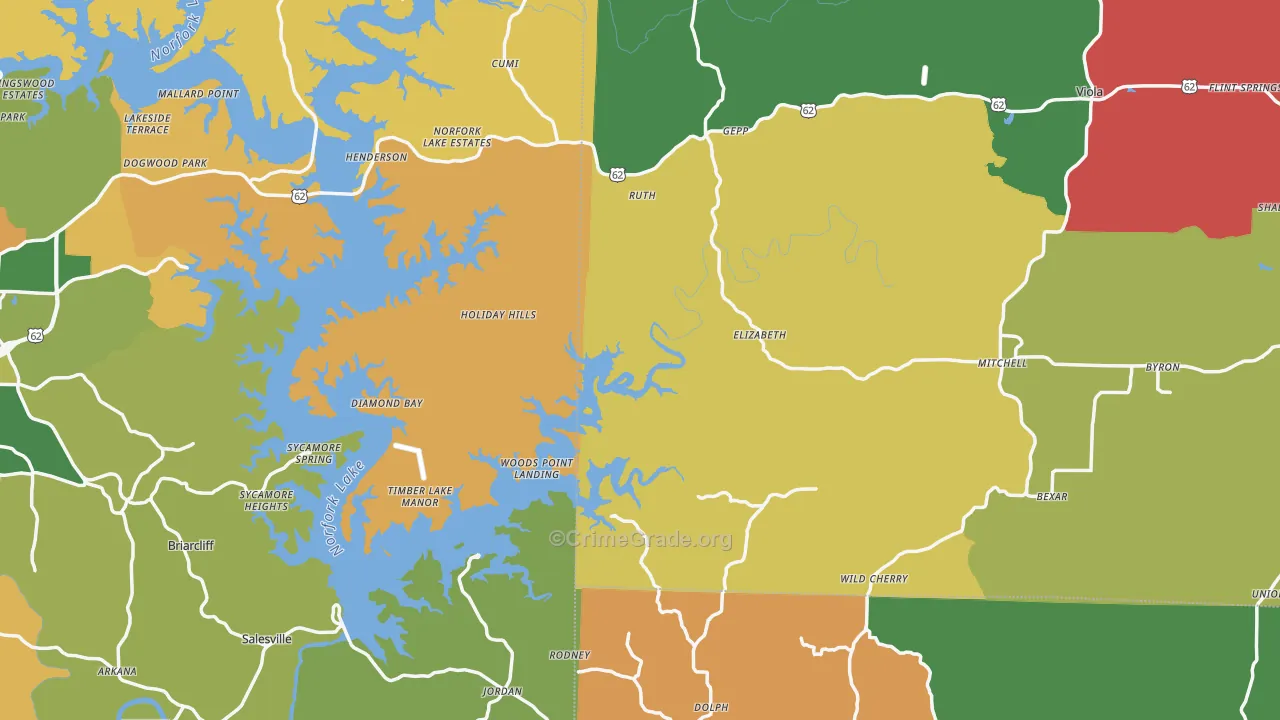 Elizabeth, AR Map of Theft Rates
