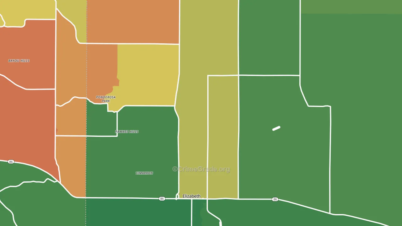 Elizabeth, CO Map of Theft Rates