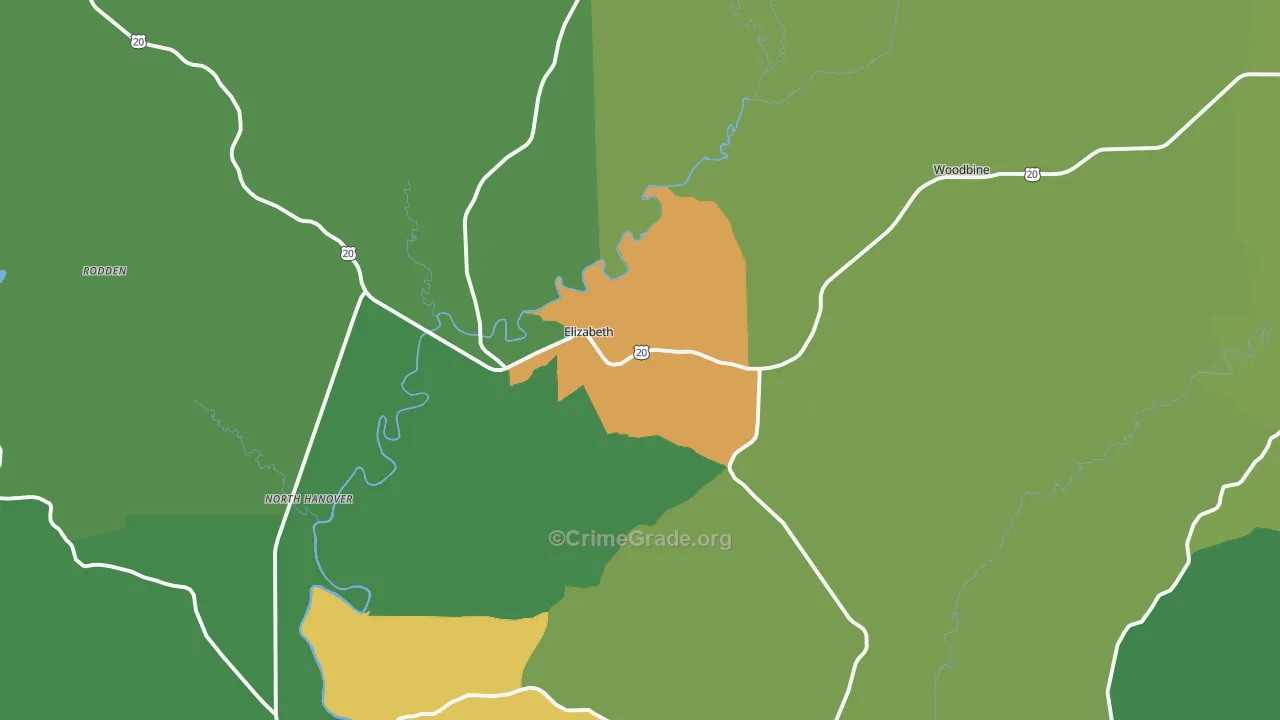 Elizabeth, IL Map of Theft Rates