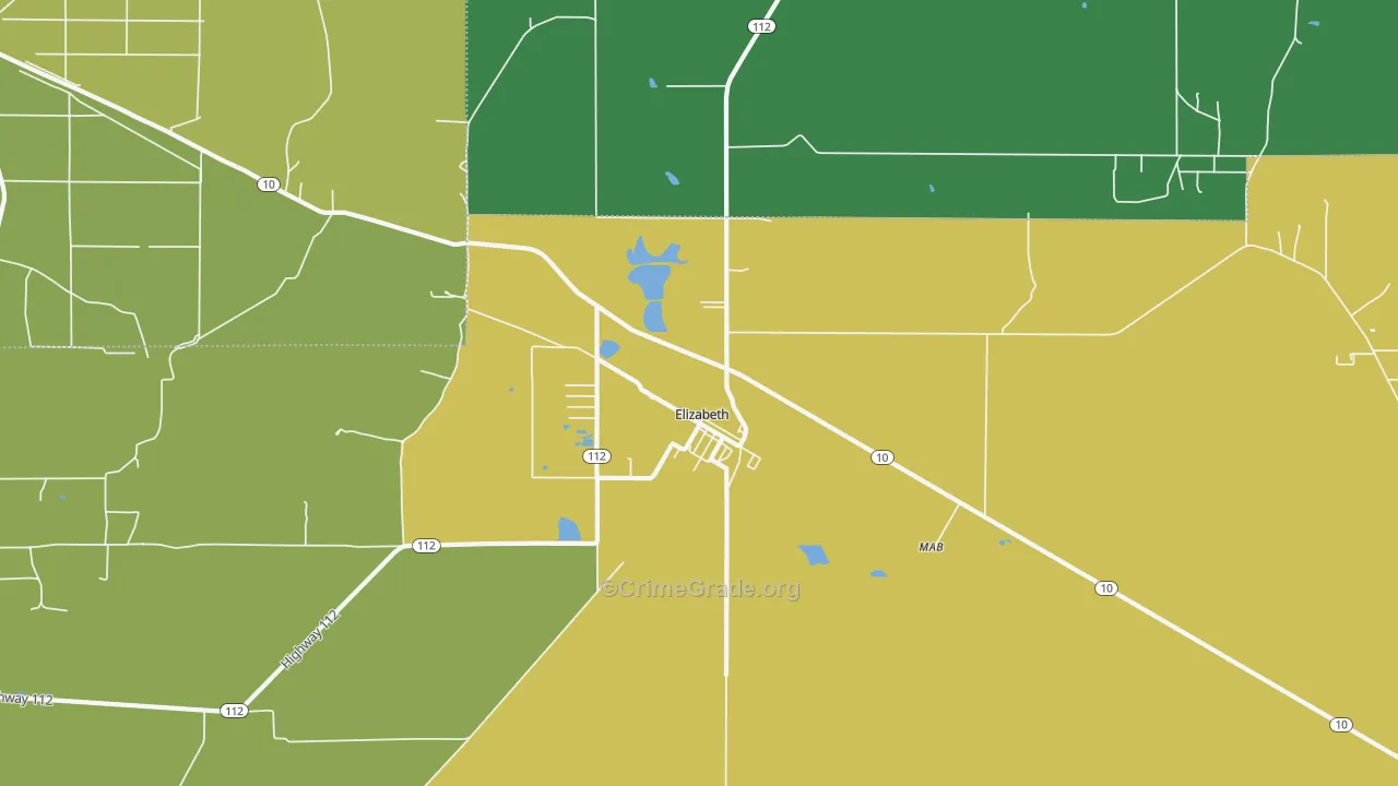 Elizabeth, LA Map of Theft Rates