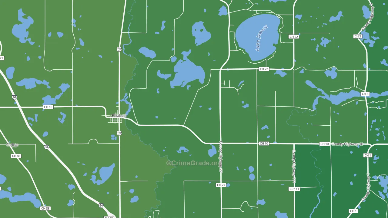 Elizabeth, MN Map of Theft Rates