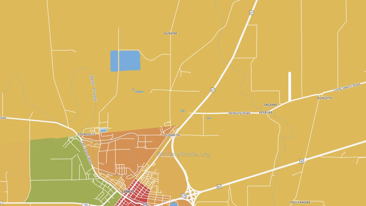 Elizabeth, MS Map of Theft Rates