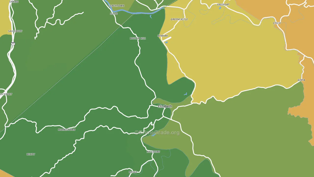 Elizabeth, WV Map of Theft Rates