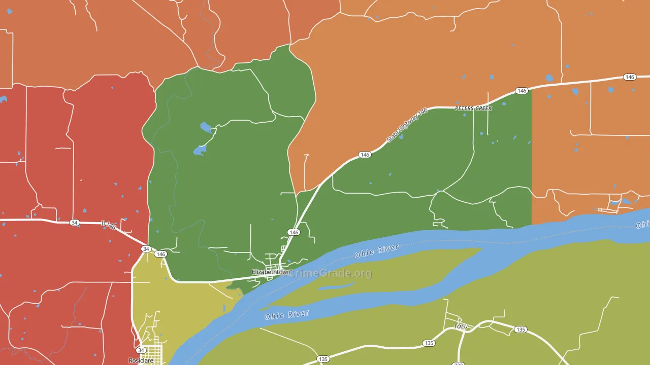 Elizabethtown, IL Map of Theft Rates