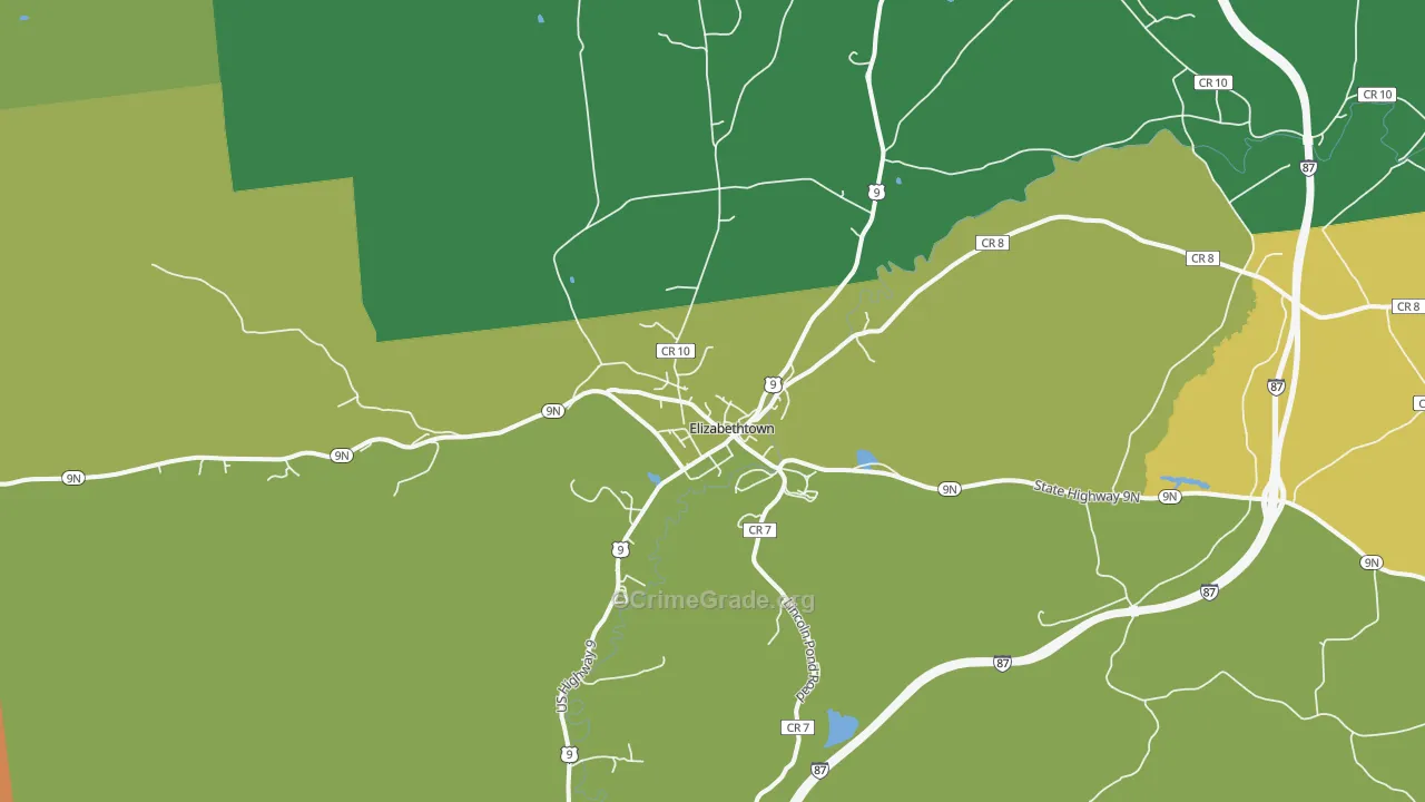 Elizabethtown, NY Map of Theft Rates