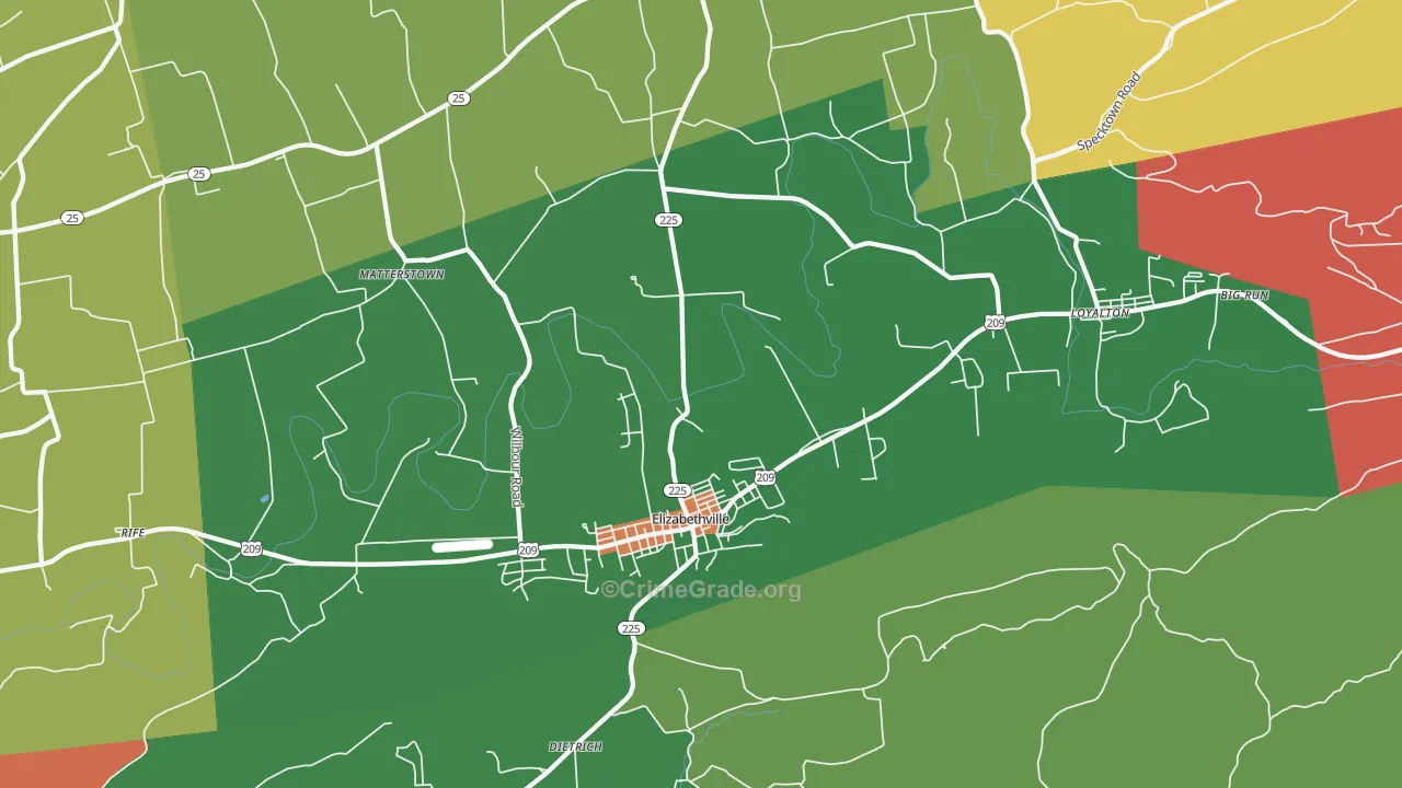 Elizabethville, PA Map of Theft Rates