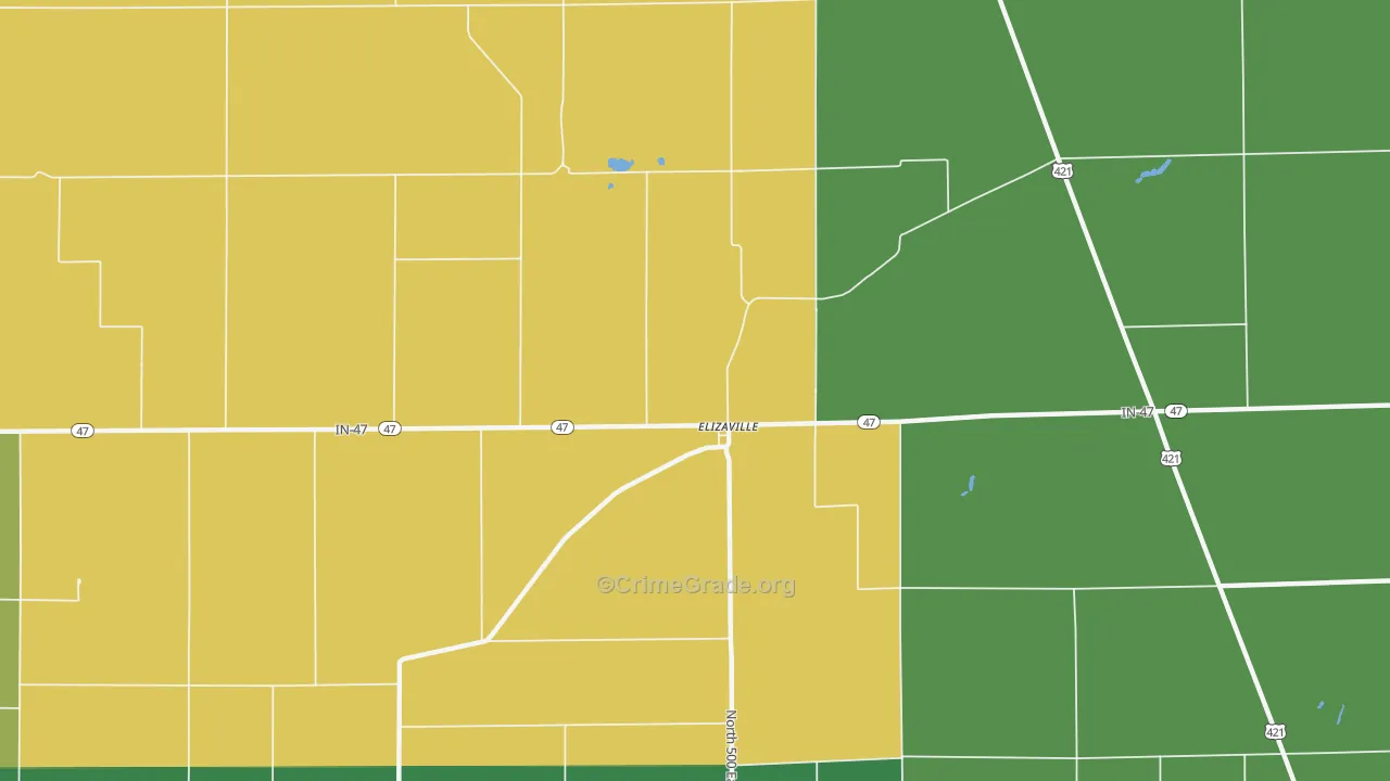 Elizaville, IN Map of Theft Rates