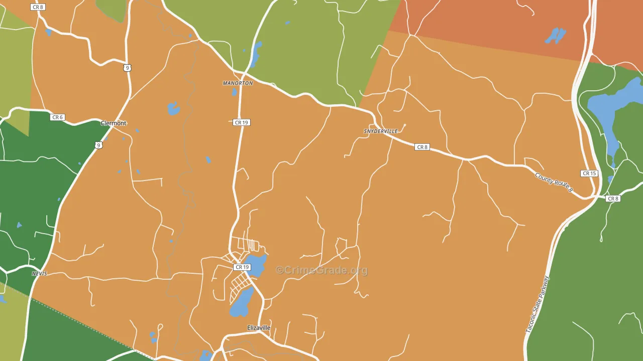 Elizaville, NY Map of Theft Rates