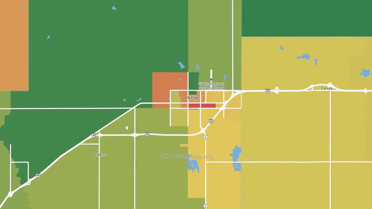 Elk City, OK Map of Theft Rates