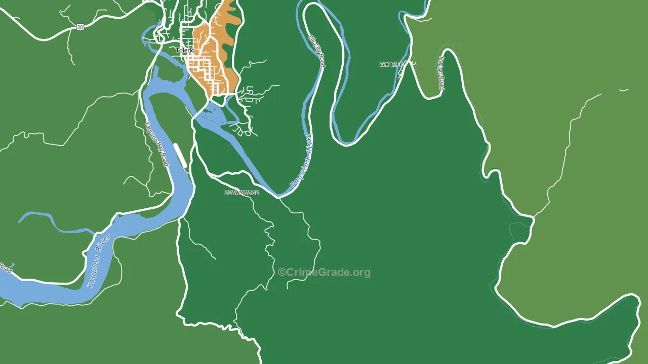 Elk City, OR Map of Theft Rates