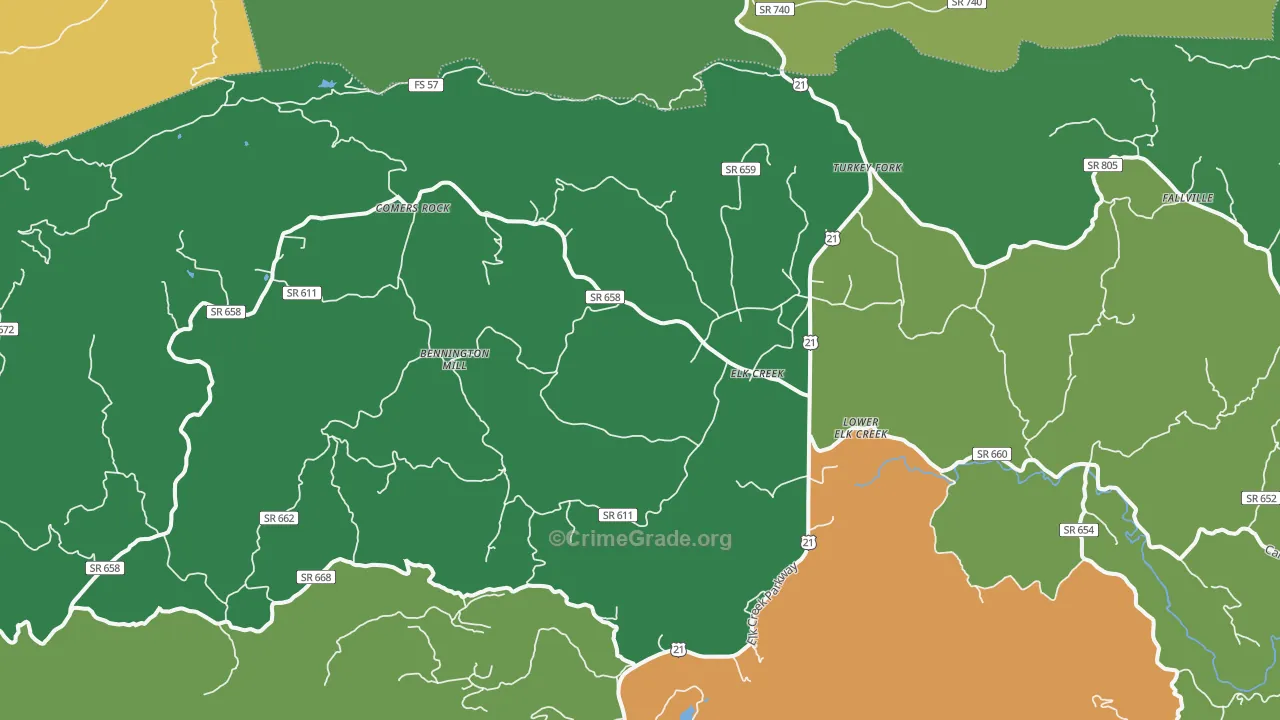 Elk Creek, VA Map of Theft Rates