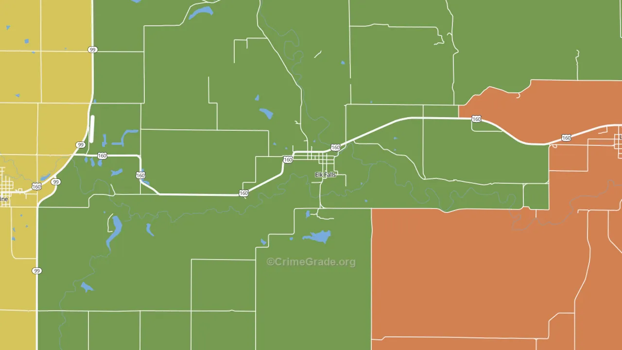 Elk Falls, KS Map of Theft Rates