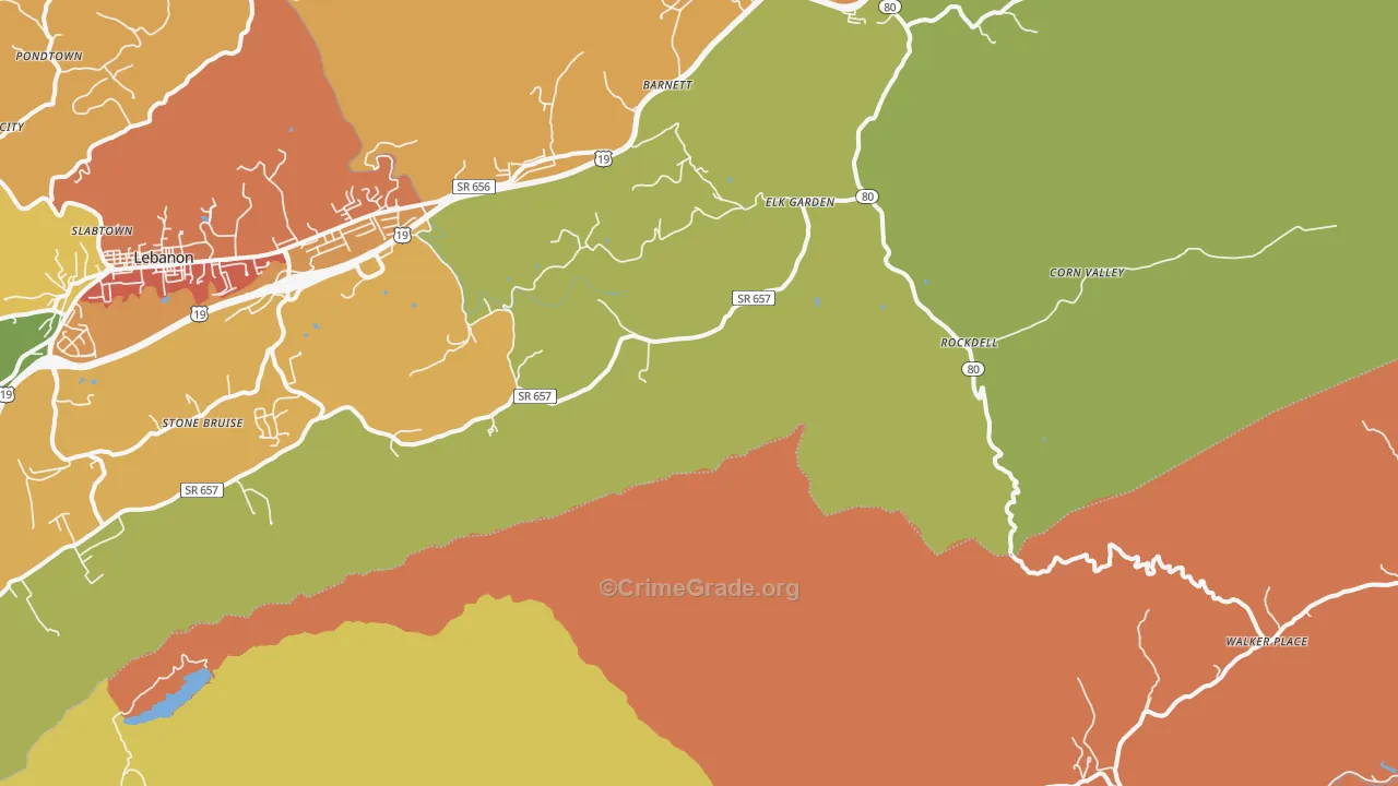 Elk Garden, VA Map of Theft Rates