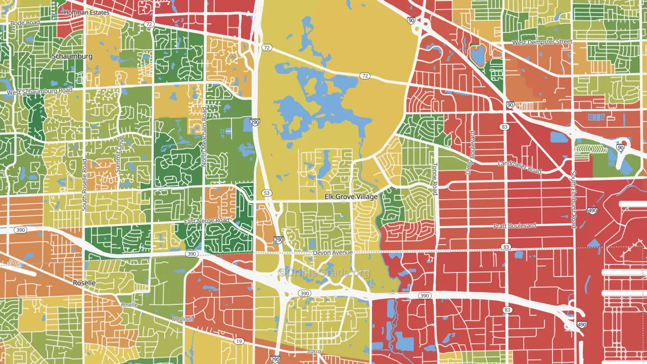 Elk Grove Village, IL Map of Theft Rates