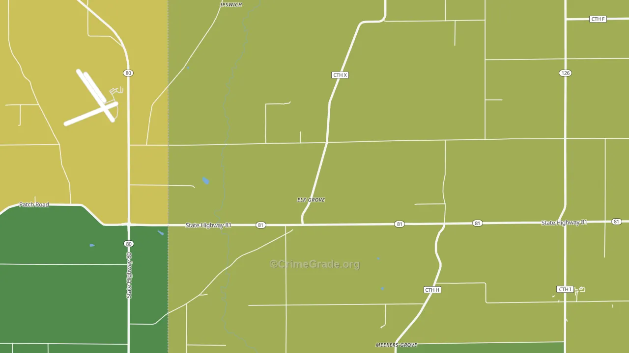 Elk Grove, WI Map of Theft Rates