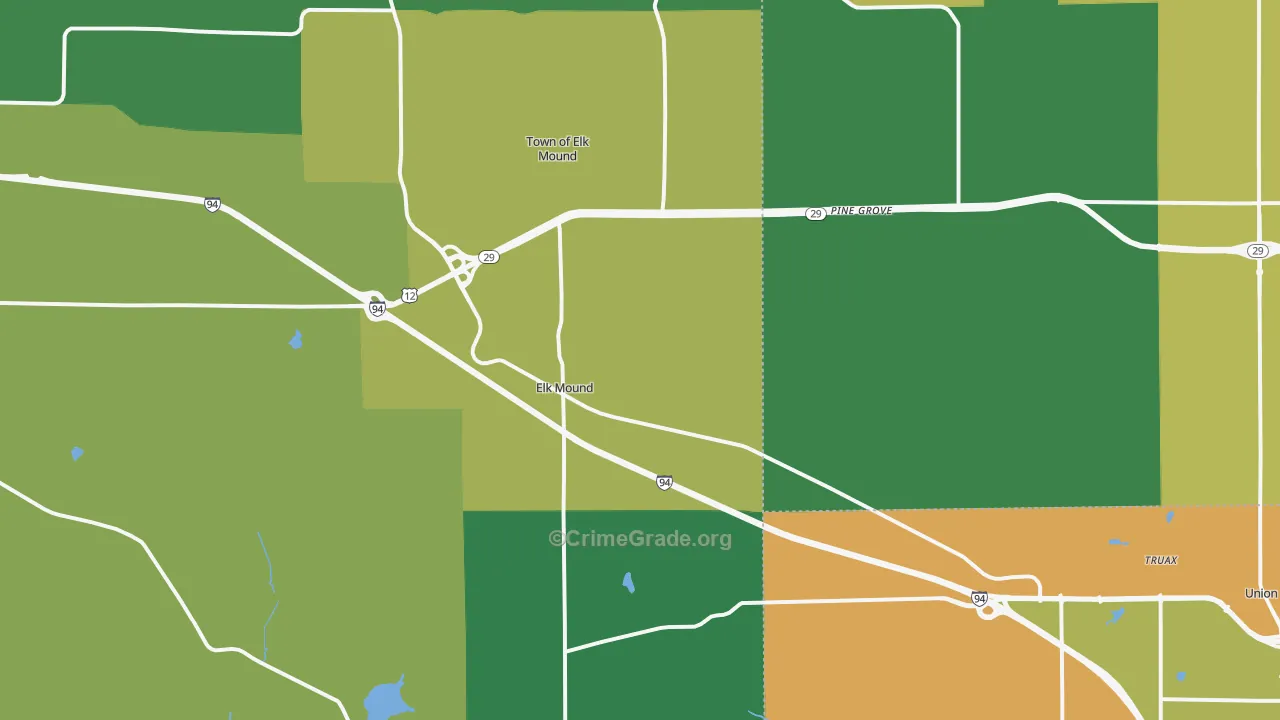 Elk Mound, WI Map of Theft Rates