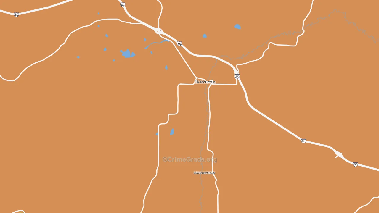 Elk Mountain, WY Map of Theft Rates