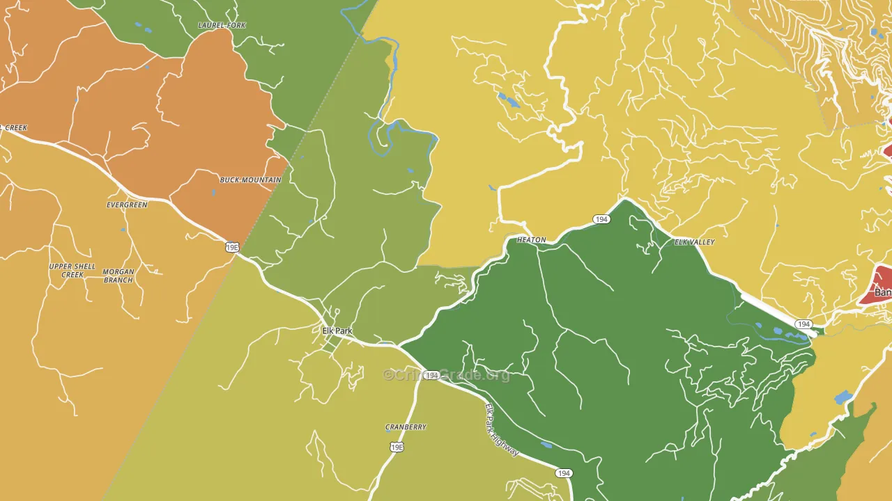 Elk Park, NC Map of Theft Rates